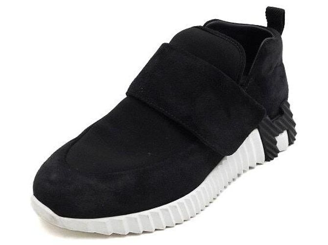 Hermès Sneakers Noire da donna in scamosciato nero con velcro - vista 2