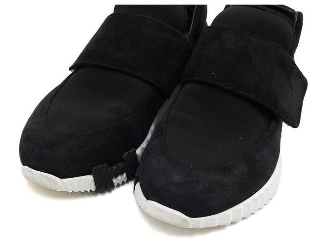 Hermès Sneakers Noire da donna in scamosciato nero con velcro - vista 5