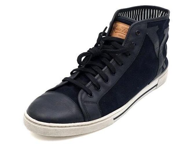 Louis Vuitton Sneakers alte in tela blu navy da uomo - vista 2