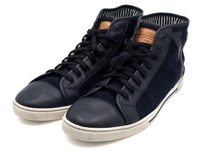 Louis Vuitton Sneakers alte in tela blu navy da uomo - vista 3