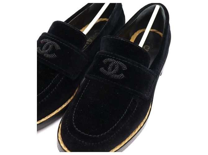 Chanel Mocassini CC in velluto nero da donna - vista 5