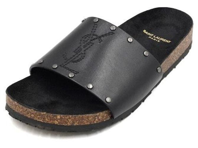 Saint Laurent Sandali in pelle Jimmy Logo Stitch da donna Nero - vista 2