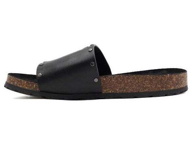 Saint Laurent Sandali in pelle Jimmy Logo Stitch da donna Nero - vista 4