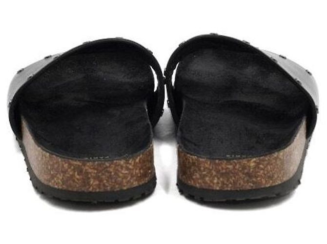 Saint Laurent Sandali in pelle Jimmy Logo Stitch da donna Nero - vista 6