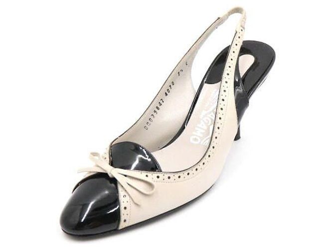 Salvatore Ferragamo Scarpe slingback da donna in vernice nera Nero - vista 2