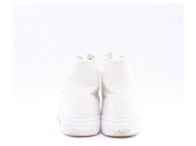 Prada Sneakers alte in tela bianca - vista 5