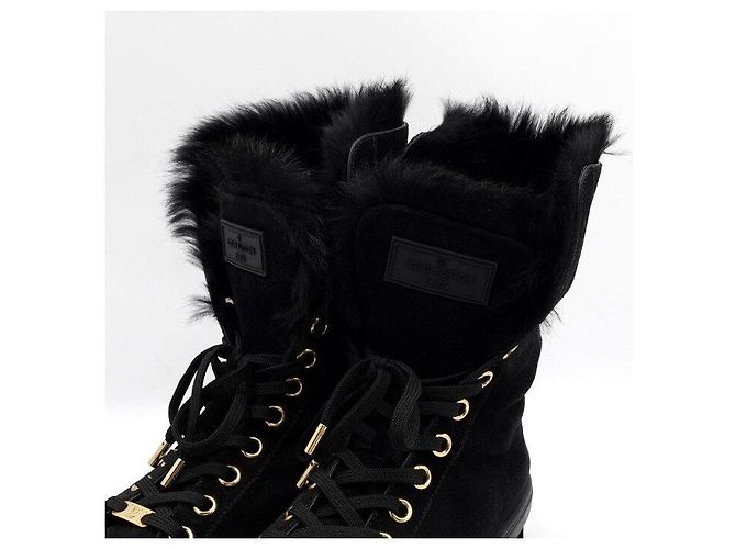 Louis Vuitton Sneakers da donna in scamosciato nero e pelliccia di coniglio - vista 6