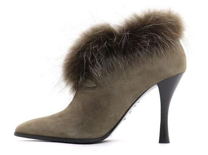 Hermès Stivaletti in scamosciato e pelliccia da donna Marrone - vista 4