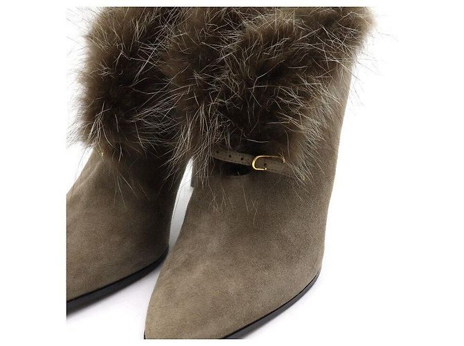 Hermès Stivaletti in scamosciato e pelliccia da donna Marrone - vista 5