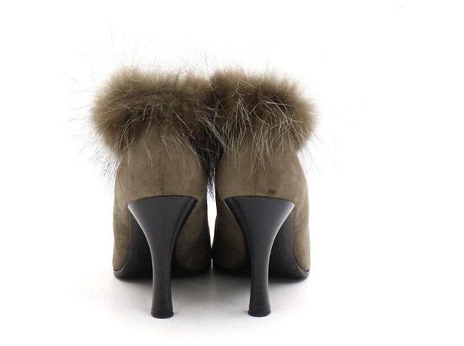 Hermès Stivaletti in scamosciato e pelliccia da donna Marrone - vista 6