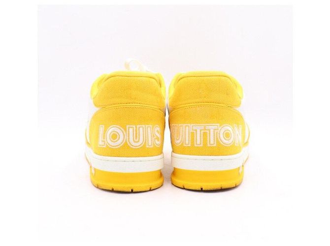 Louis Vuitton Zapatillas Monogram Denim Yellow Velcro Strap Trainer Sneakers Amarillo - vista 5