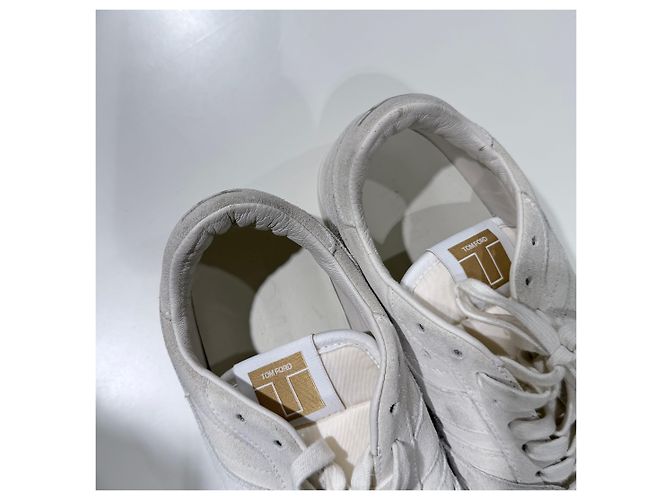 Tom Ford Baskets en daim Ivory Blanc - vue 8