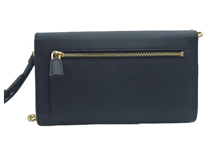 Prada Clutch WOC Saffiano Envelope con Catena, Borsa a Spalla e Crossbody Nero - vista 13