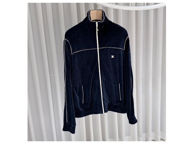 Céline Giacca in Velluto con Zip Velour Navy - vista 3