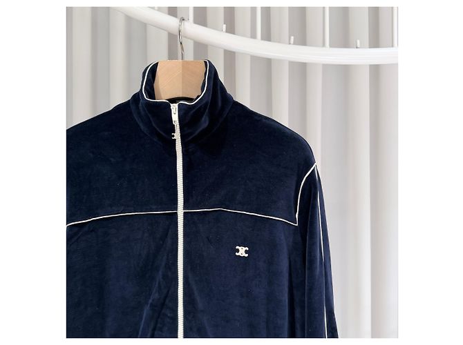 Céline Giacca in Velluto con Zip Velour Navy - vista 4