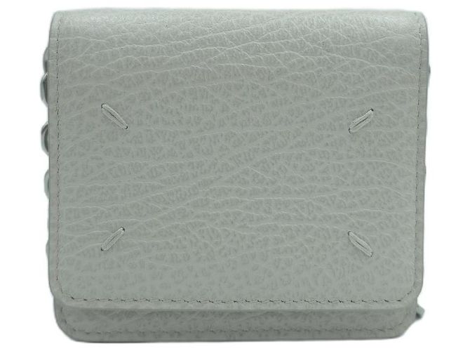 Maison Martin Margiela Cartera de cadena WOC en cuero con pespuntes White Gray - vista 11
