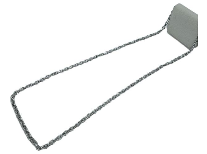 Maison Martin Margiela Cartera de cadena WOC en cuero con pespuntes White Gray - vista 16