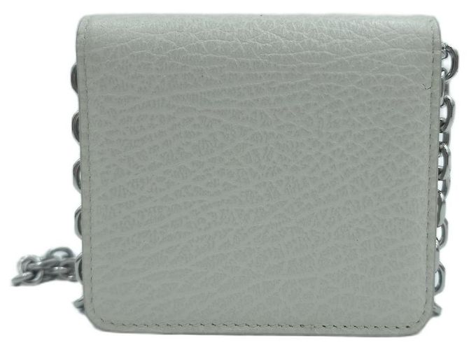 Maison Martin Margiela Cartera de cadena WOC en cuero con pespuntes White Gray - vista 5
