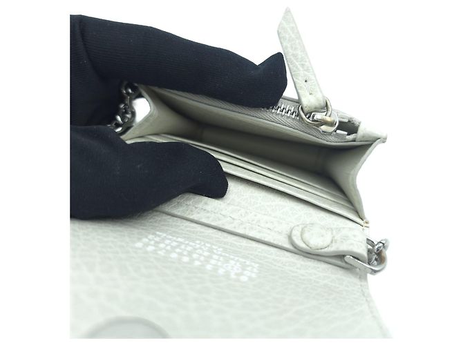 Maison Martin Margiela Cartera de cadena WOC en cuero con pespuntes White Gray - vista 9