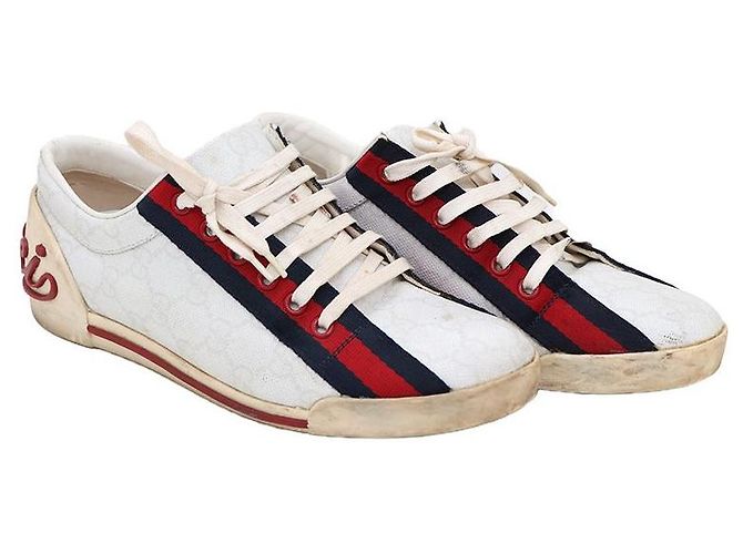 Gucci Sneakers in PVC con logo GG e cuciture tricolore Bianco - vista 3