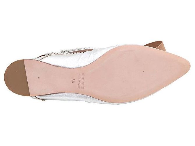 Miu Miu Slingback-Flachschuhe mit kubischem Silberband - Ansicht 5