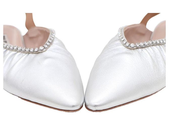 Miu Miu Slingback-Flachschuhe mit kubischem Silberband - Ansicht 6