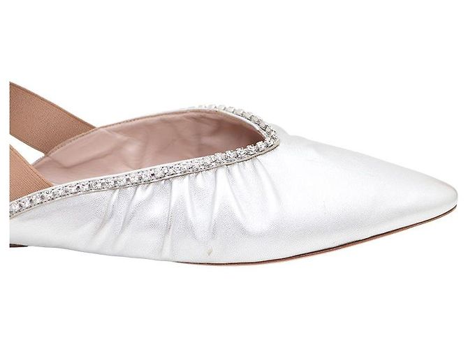 Miu Miu Slingback-Flachschuhe mit kubischem Silberband - Ansicht 7