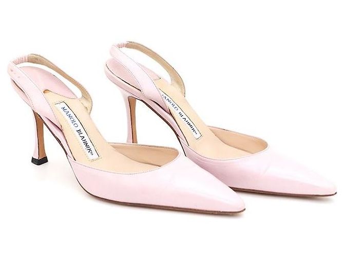 Manolo Blahnik Décolleté slingback in pelle Caroline Rosa - vista 3
