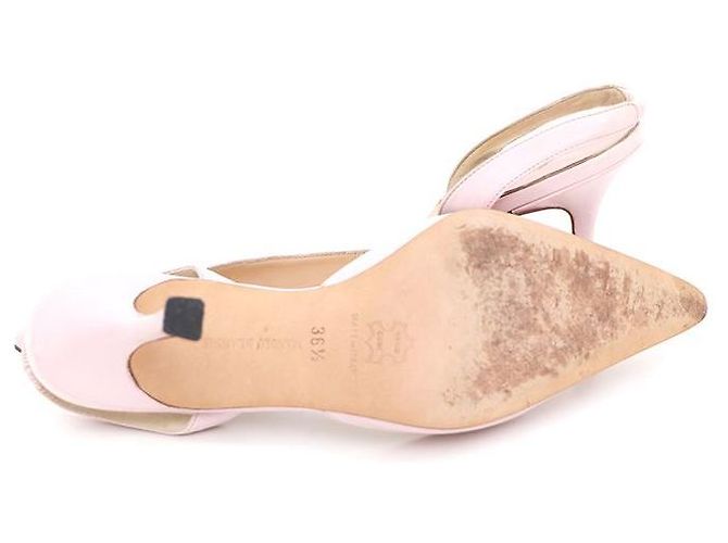 Manolo Blahnik Décolleté slingback in pelle Caroline Rosa - vista 5