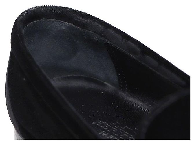 Hermès Mocassino Paris in scamosciato con logo dorato da donna Nero - vista 8