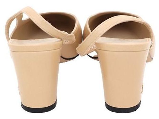 Chanel Décolleté bicolore con tacco logo CC e slingback Marrone - vista 4