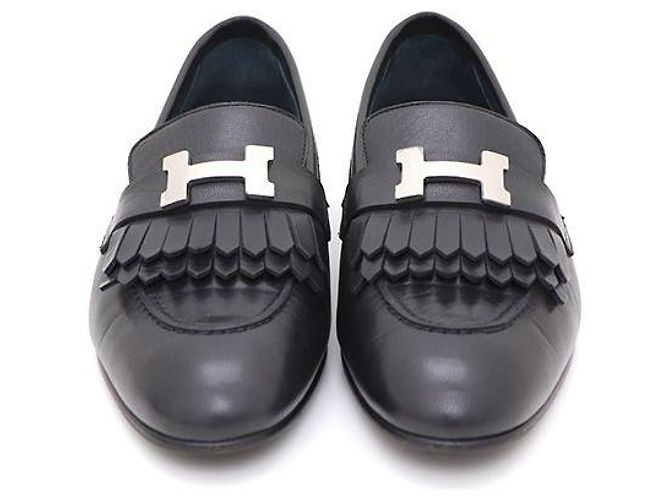 Hermès Mocassini Royal da donna con logo argento Nero - vista 2