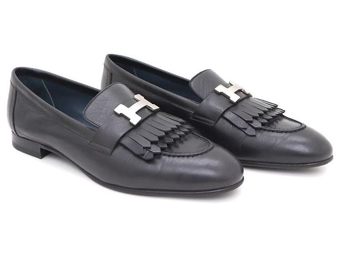 Hermès Mocassini Royal da donna con logo argento Nero - vista 3