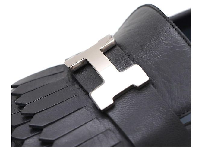 Hermès Mocassini Royal da donna con logo argento Nero - vista 7