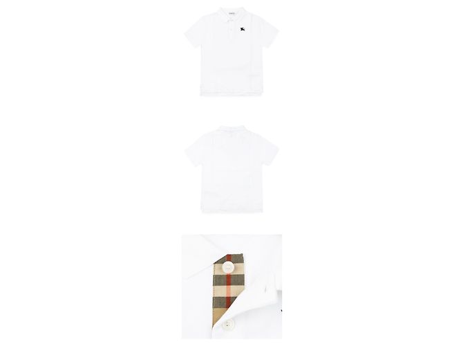 Burberry Polo a maniche corte ricamato con colletto classico per bambini (White) Bianco - vista 3