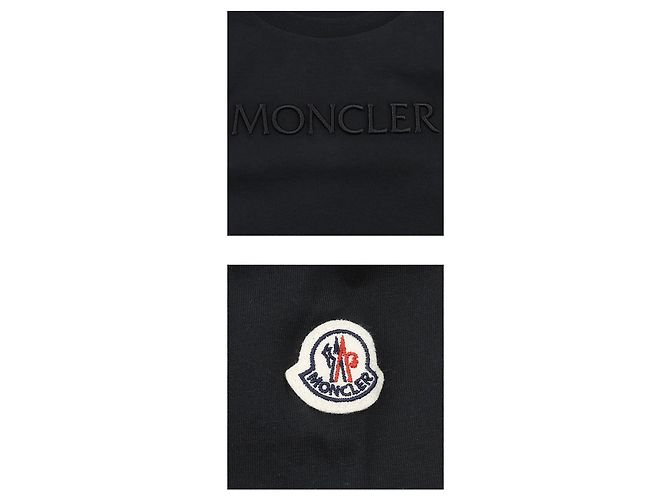 Moncler T-shirt per bambini con logo con scritte ricamate (Nero) - vista 4