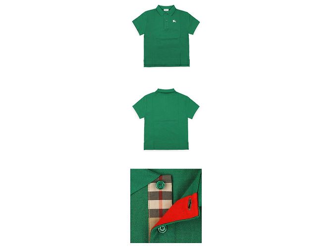 Burberry Polo a maniche corte con colletto classico e ricamato per bambini (Verde) - vista 3