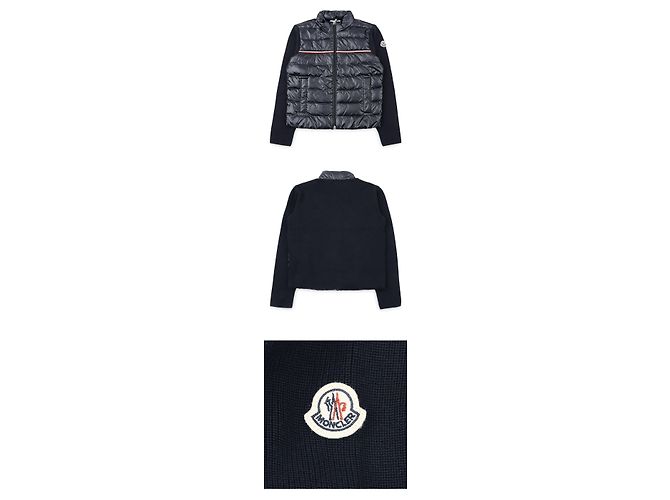 Moncler Strickjacke mit Logo-Patch aus Mischgewebe und Steppung Blau - Ansicht 3