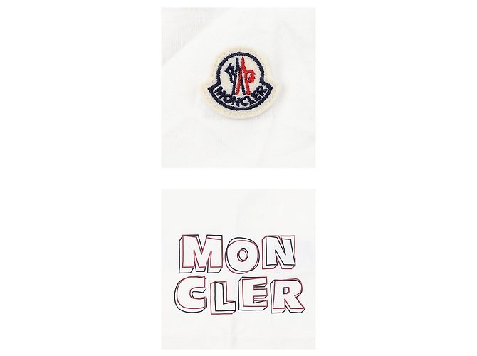 Moncler Kurzärmeliges Baumwoll-T-Shirt mit Logo-Print (Weiß) - Ansicht 4