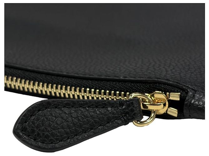 Burberry Clutch Pouch in pelle granulata con tracolla nero - vista 10