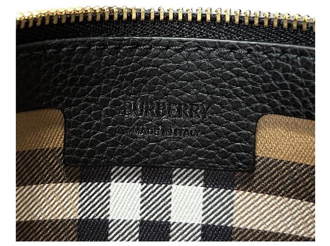 Burberry Clutch Pouch in pelle granulata con tracolla nero - vista 12