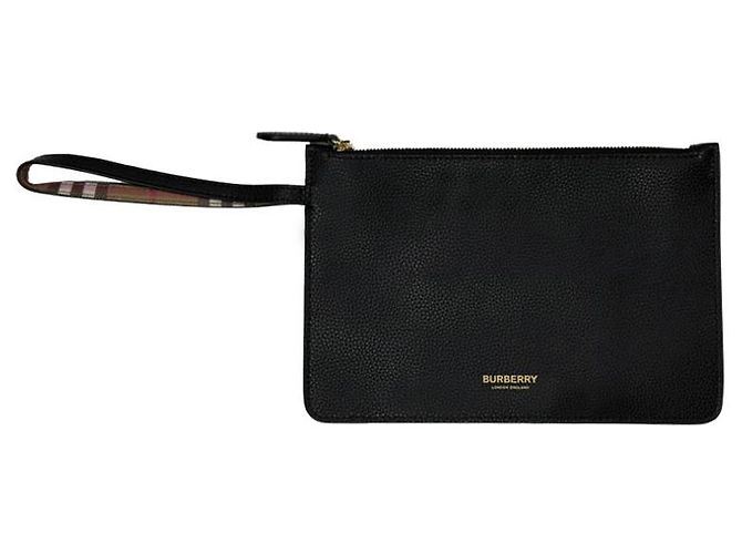 Burberry Clutch Pouch in pelle granulata con tracolla nero - vista 6