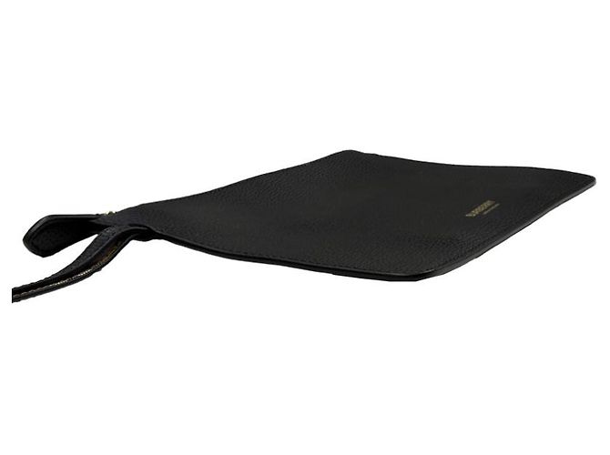 Burberry Clutch Pouch in pelle granulata con tracolla nero - vista 8