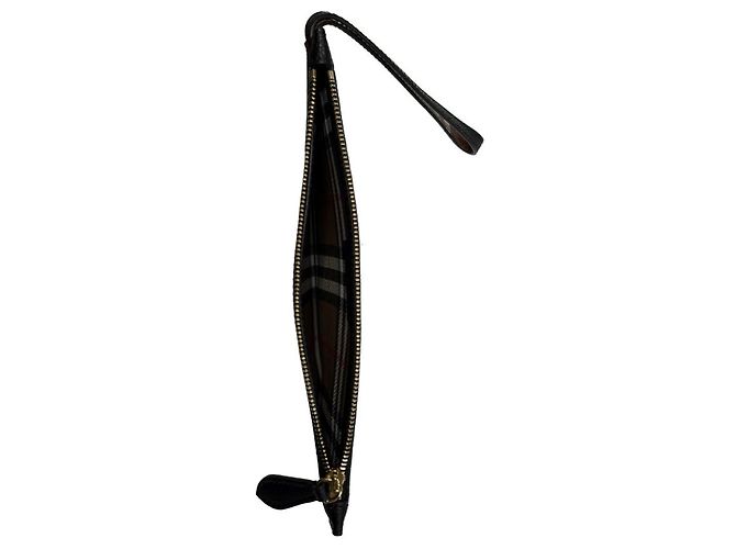 Burberry Clutch Pouch in pelle granulata con tracolla nero - vista 9