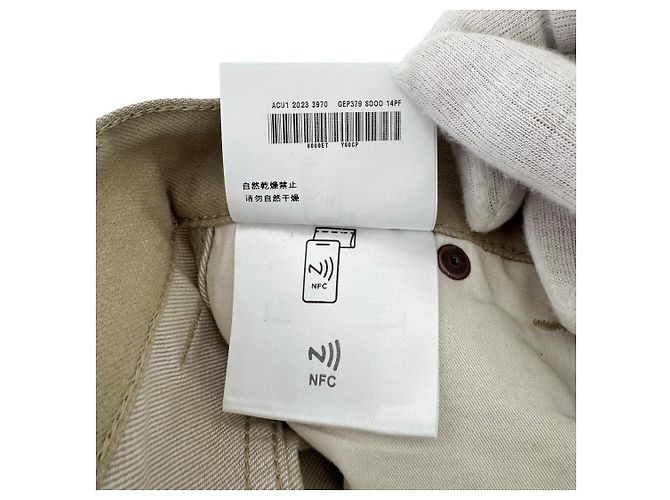 Prada Pantaloni larghi in cotone con logo Triangle da uomo Beige Marrone - vista 13