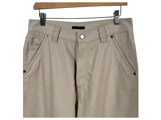 Prada Pantaloni larghi in cotone con logo Triangle da uomo Beige Marrone - vista 6