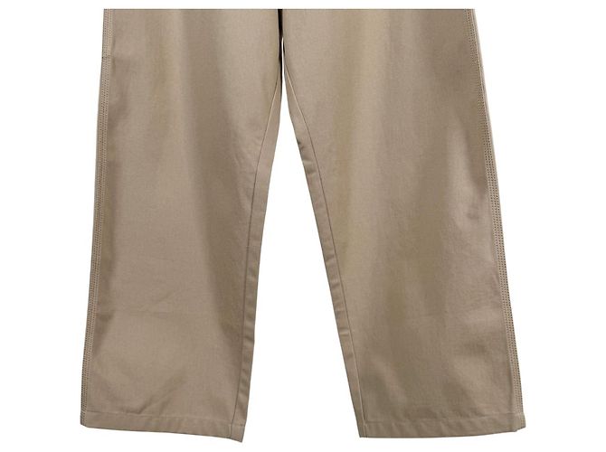Prada Pantaloni larghi in cotone con logo Triangle da uomo Beige Marrone - vista 8