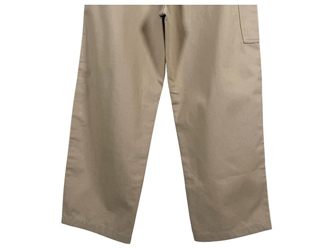 Prada Pantaloni larghi in cotone con logo Triangle da uomo Beige Marrone - vista 9