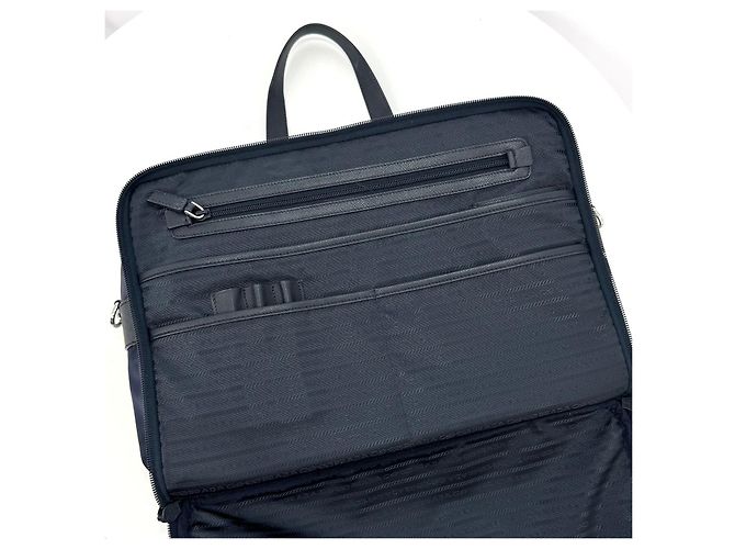 Prada Sac porte-documents cabas en nylon Saffiano Navy Bleu - vue 13