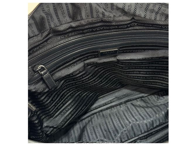 Prada Sac porte-documents cabas en nylon Saffiano Navy Bleu - vue 14